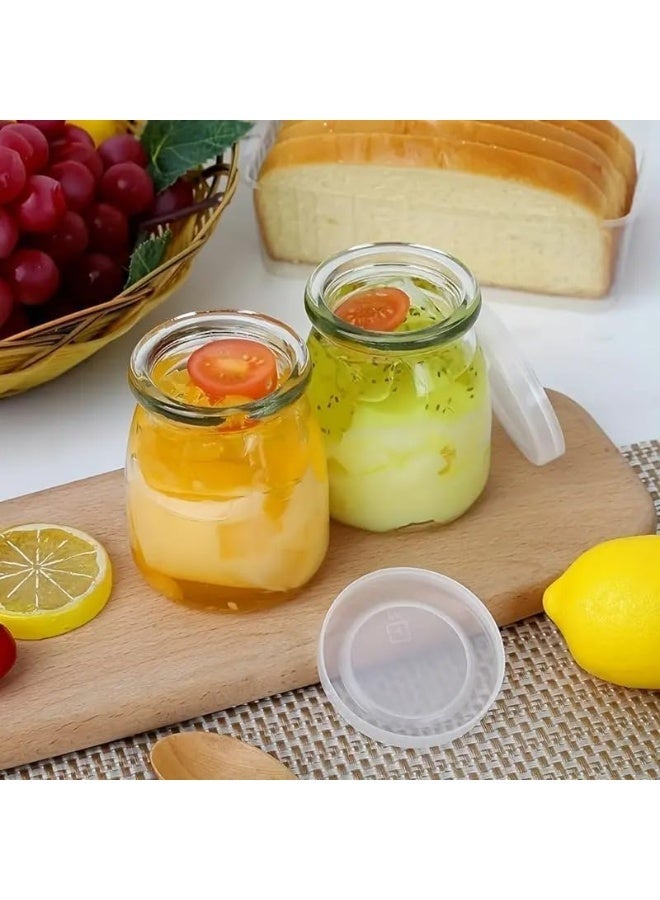 Luxoraq 100ml Glass Yogurt Jars with Plastic Lids – Pack of 3 Mini Clear Dessert Jars for Pudding, Jam, Jelly, Honey & Portion Storage - Image 2